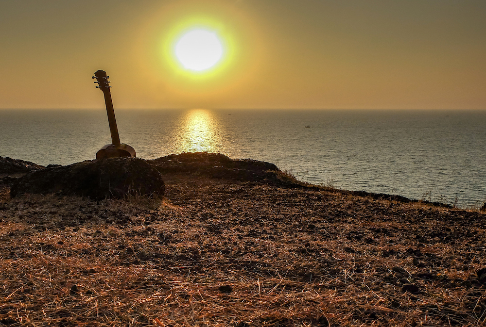 Guitar On Beach guitar on beach, sand, beach, sunset, live music on beach, beachy music, live music